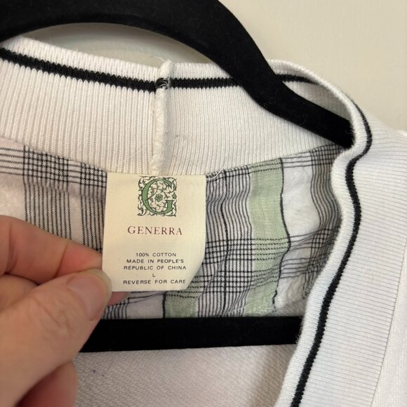 Vintage Generra White Cotton Cardigan Button Front Preppy Large - Picture 3 of 16